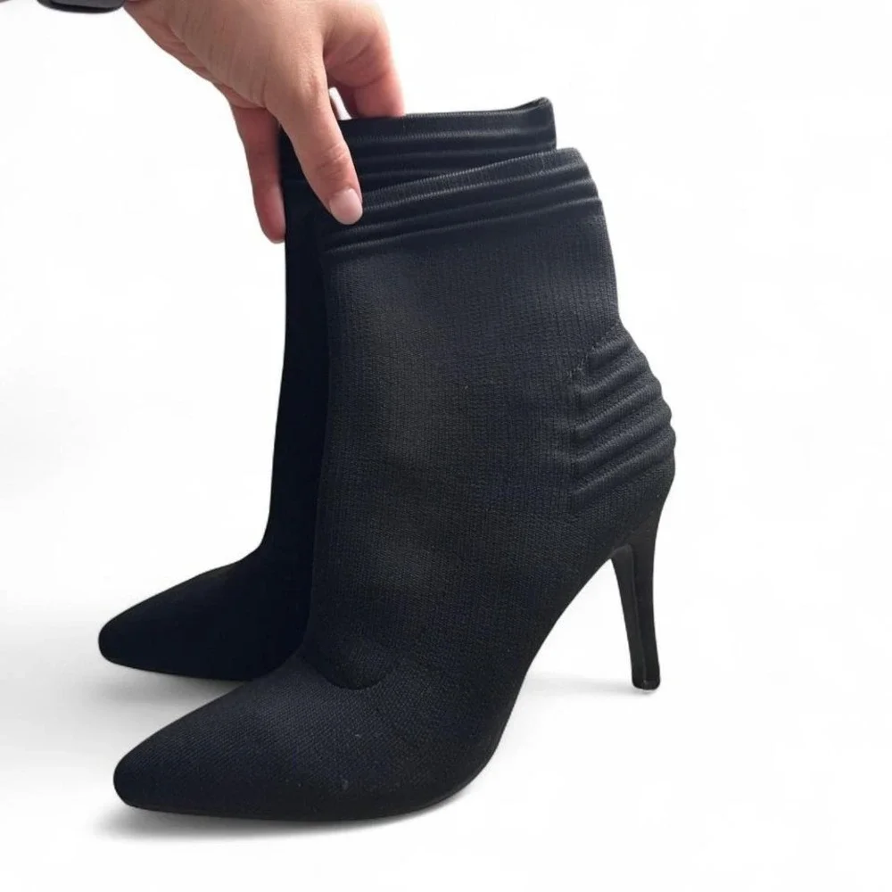 MIA Black Stretchy‎ Pointed Toe Ankle Boots